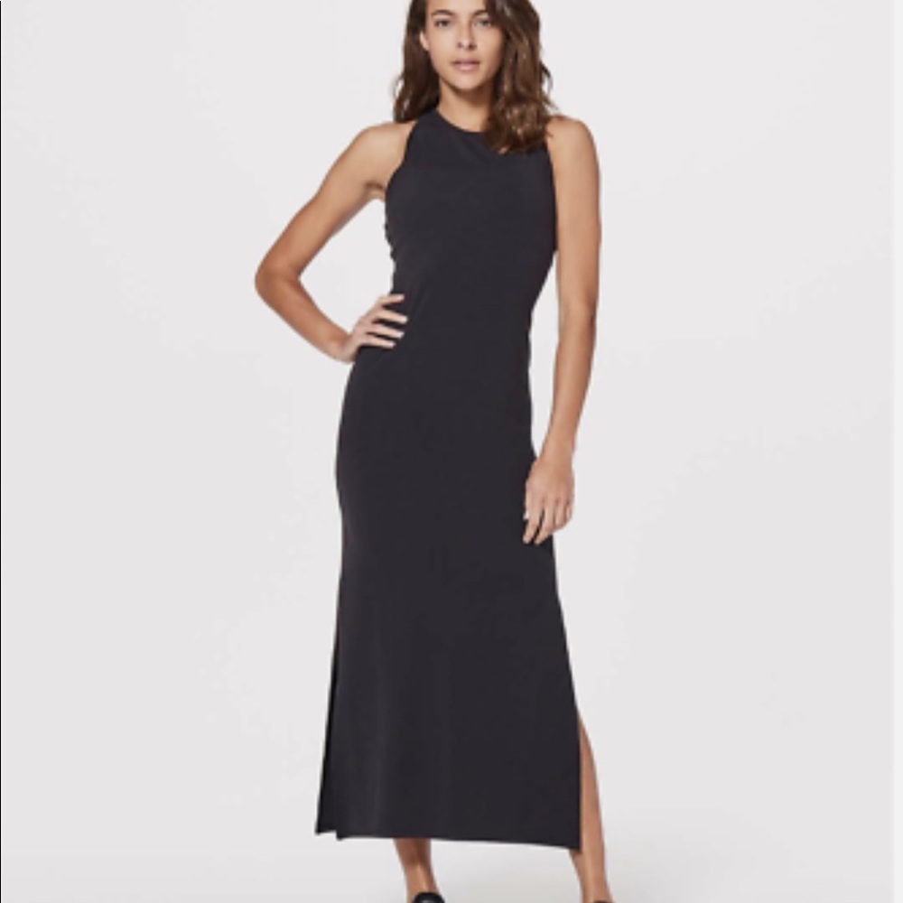 Black Lululemon Racerback Tank Dress Stretch midi Size 4